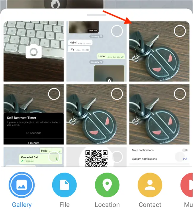 Choose Photo in Telegram for Android