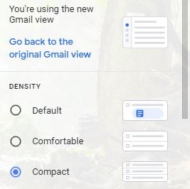 Gmail inbox density