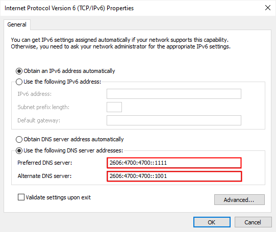 Google's IPv6 DNS Server