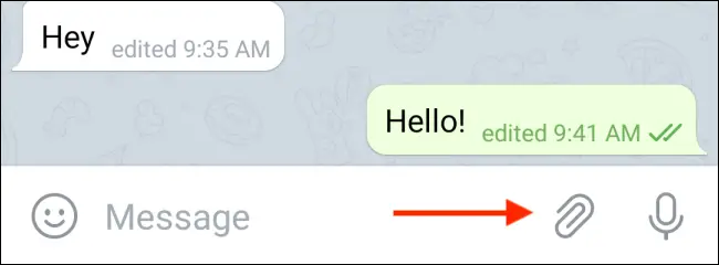 Tap Attach Button in Telegram for Android