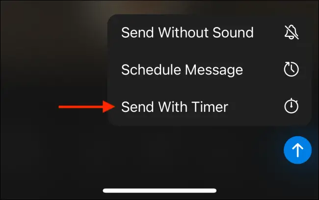 Tap Send with Timer in Telegram for iPhone