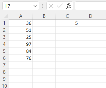 The multiplicands and multiplier in Excel.
