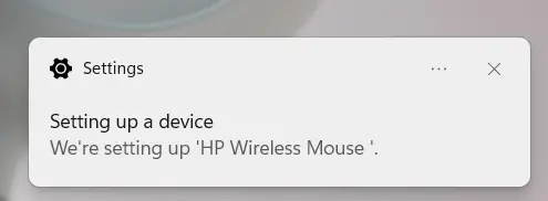 The pop-up message telling you the mouse is connecting.