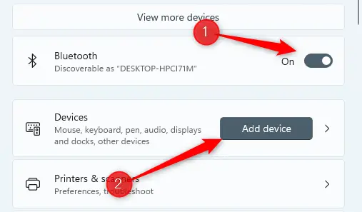Turn Bluetooth on and click "Add Device."