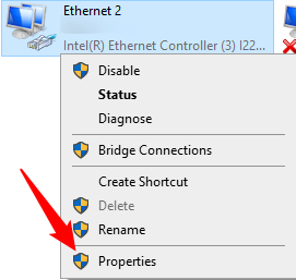 Faceți clic dreapta pe adaptorul de rețea, apoi faceți clic pe „Proprietăți”.