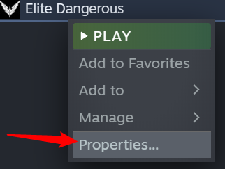 Right click the game you want to move, then click "Properties."
