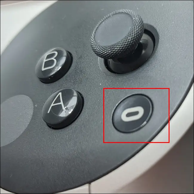 Press the Oculus button on the right controller and press either trigger. 