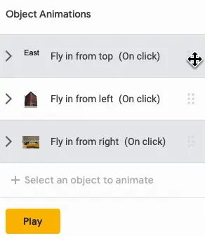 Rearrange animations in Google Slides