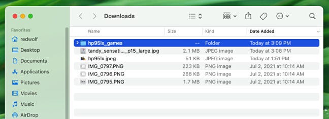 Ein Beispielordner für Downloads auf einem Mac.