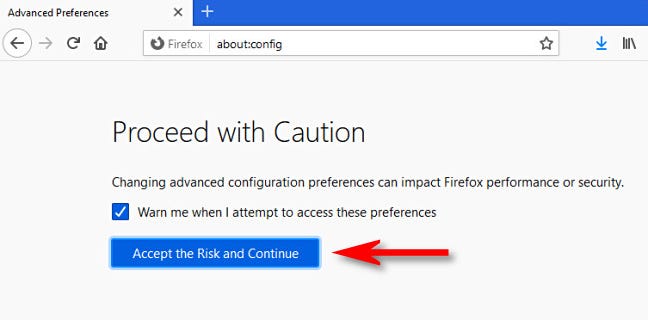 Click "Accept Risk and Continue."