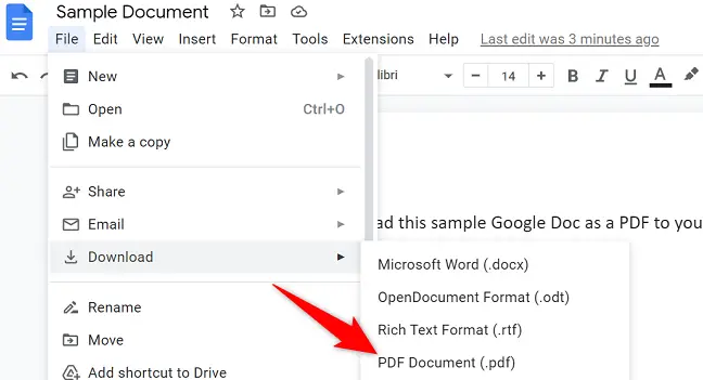Elija Archivo > Descargar > Documento PDF.