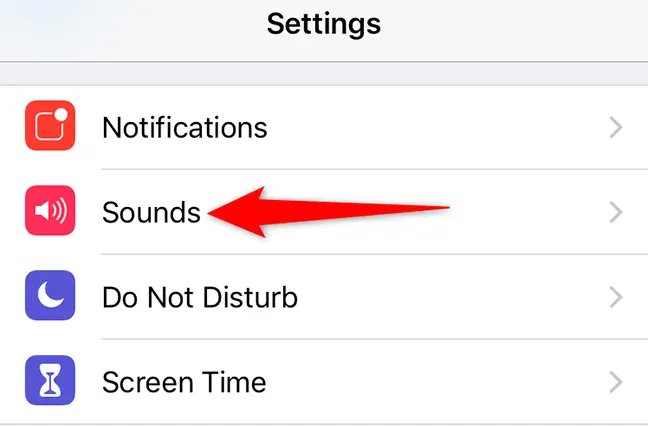 Tap "Sounds" in Settings on iPhone.