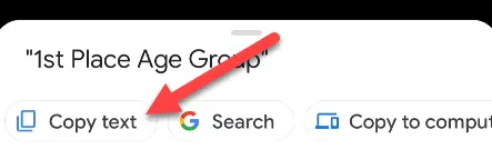 Atingeți „Copiați textul”.