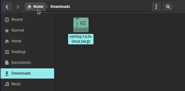 Aller à l'emplacement du zip de ventoy