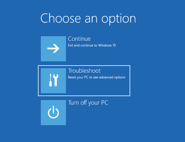 Select "Troubleshoot."