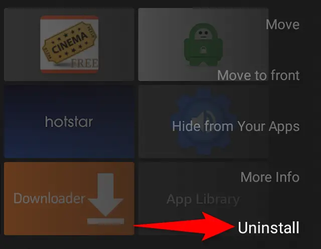 Select "Uninstall" in the menu.