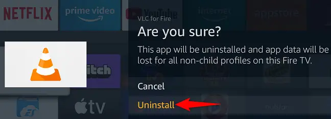 Choose "Uninstall" in the prompt.
