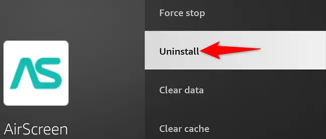 Select "Uninstall" in the menu.