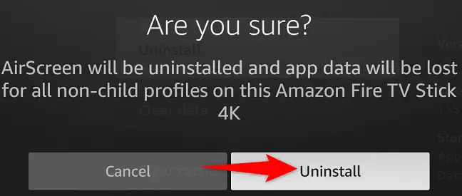 Choose "Uninstall" in the prompt.