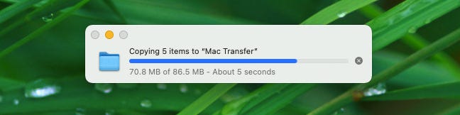 The macOS copy progress indicator.