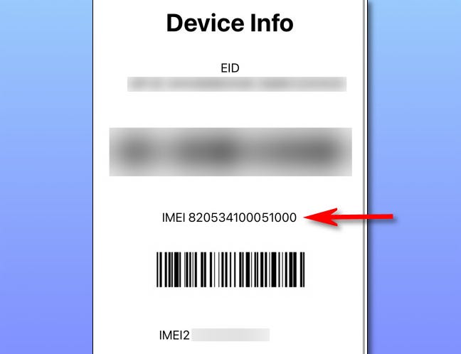 Finding your iPhone's IMEI number in the secret "Device Info" window.