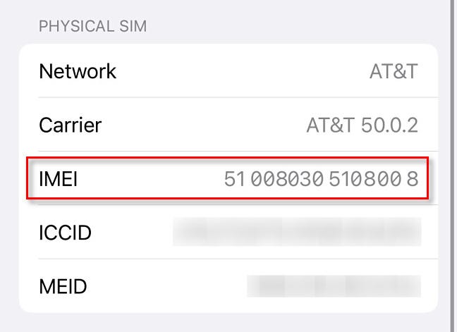 Du siehst die IMEI-Nummer deines iPhones auf der „Info“-Seite.