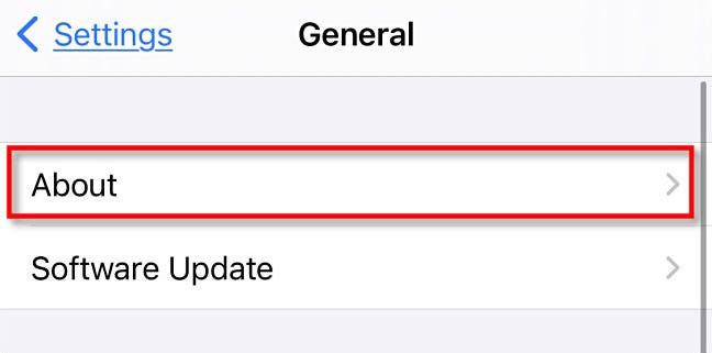 In Settings > General, tap "About."