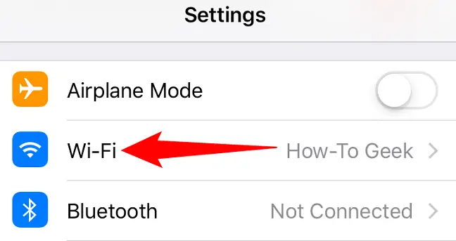 Select "Wi-Fi" in Settings.