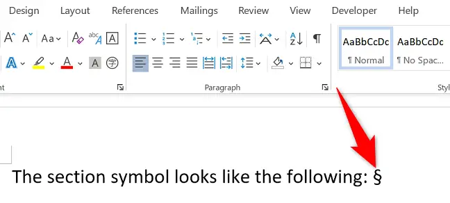 Add the section symbol in Word.