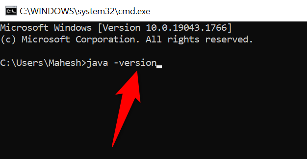 Entrez "java -version" et appuyez sur Entrée.