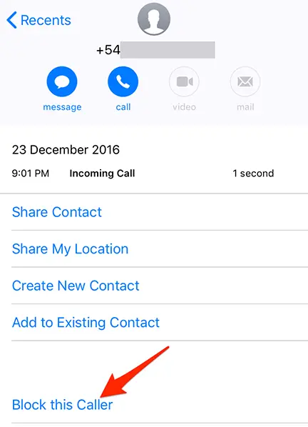 The selected phone number successfully unblocked on iPhone.
