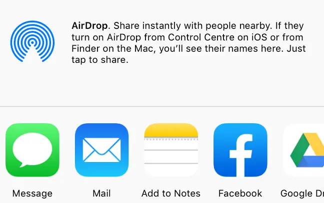 Sélectionnez un appareil AirDrop.