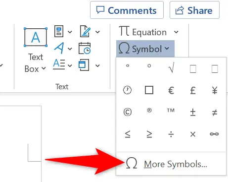 Sélectionnez "Plus de symboles".