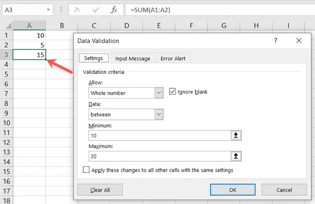 Convalida dei dati per un numero