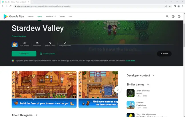 Stardew Valley in de Google Play Store.