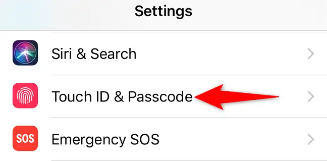 Seleziona "Touch ID e passcode".