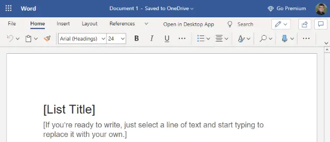 Microsoft Word pe web