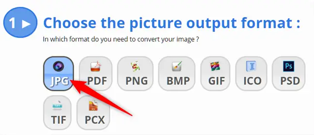 Select JPG from the listed formats.