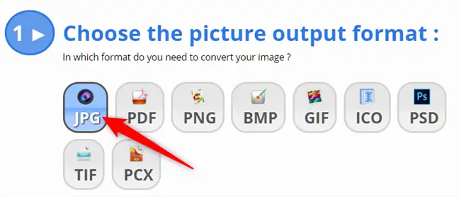 Sélectionnez JPG parmi les formats répertoriés.