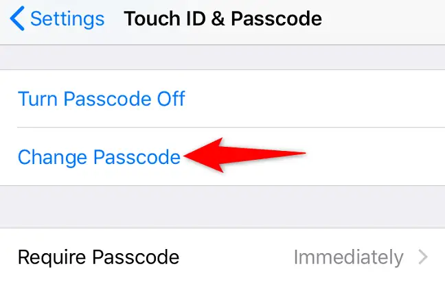 Select "Change Passcode."