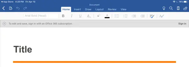 Microsoft Office pentru iPad