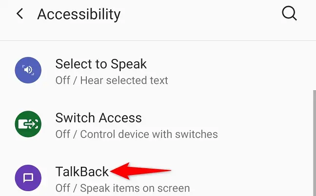 Select "TalkBack."