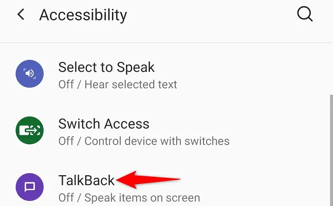 Wählen Sie „TalkBack“ aus.