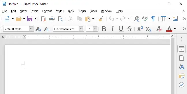 Escritor de LibreOffice en Windows 10