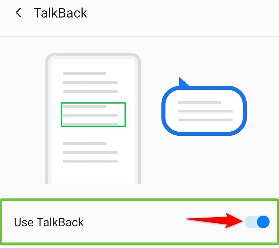 "TalkBack 사용"을 비활성화합니다.