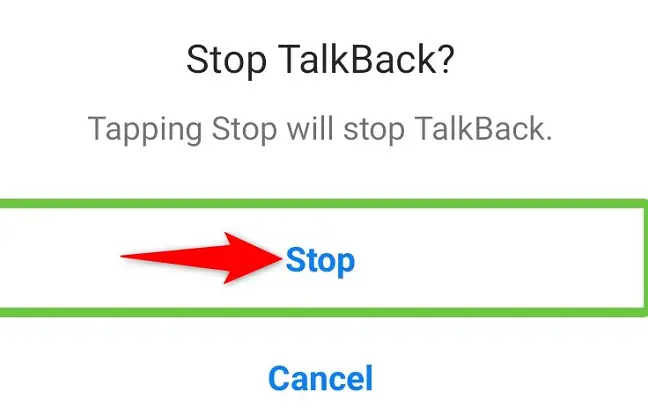 Tap "Stop" in the prompt.