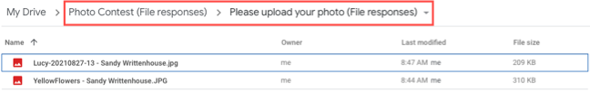 File response subfolder in Google Drive
