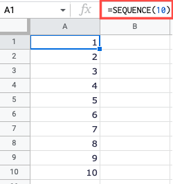 SEQUENCE formula for rows only