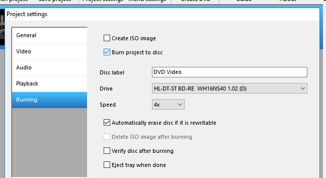 Tick the "Burn Project To Disc" box, and set the DVD label and speed if you want to. 