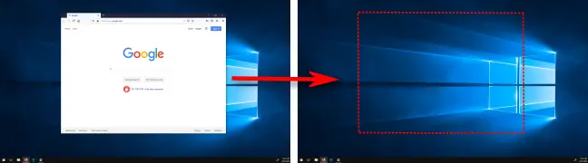 Moving a window between displays in Windows 10